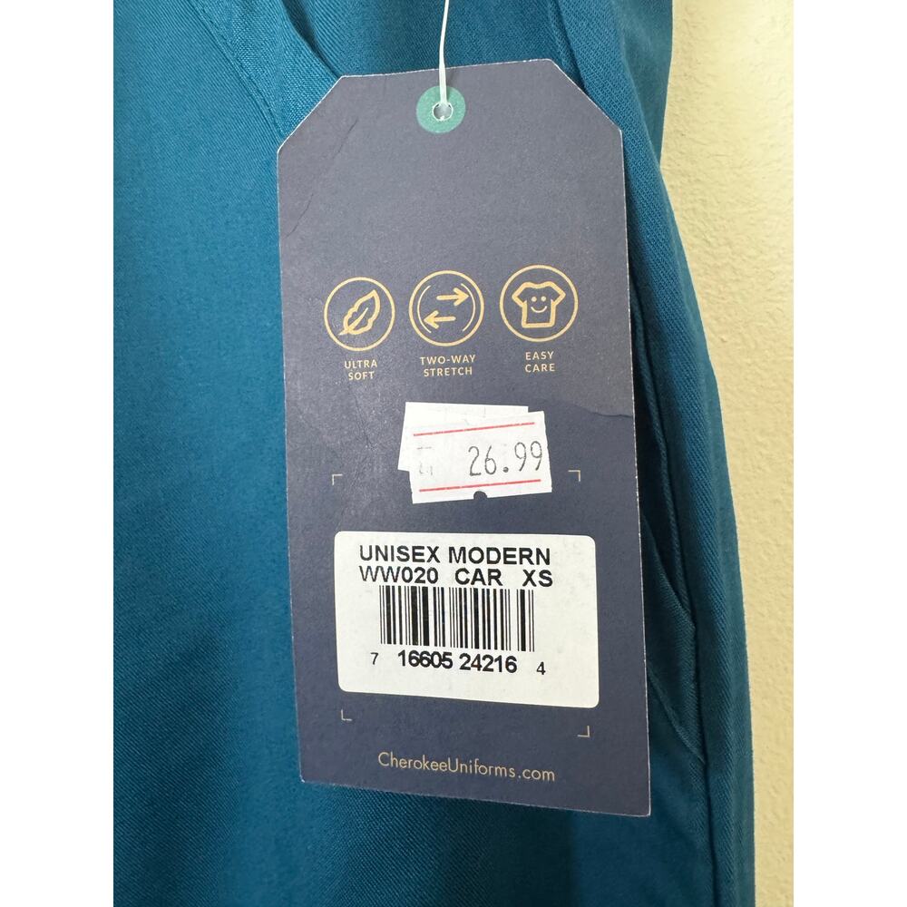 NWT Cherokee Workwear Revolution WW020 Scrub Pants XS Teal Unisex Cargo - Picture 3 of 10